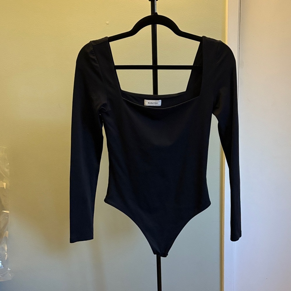 Aritzia Babayon Black Square Neck Bodysuit